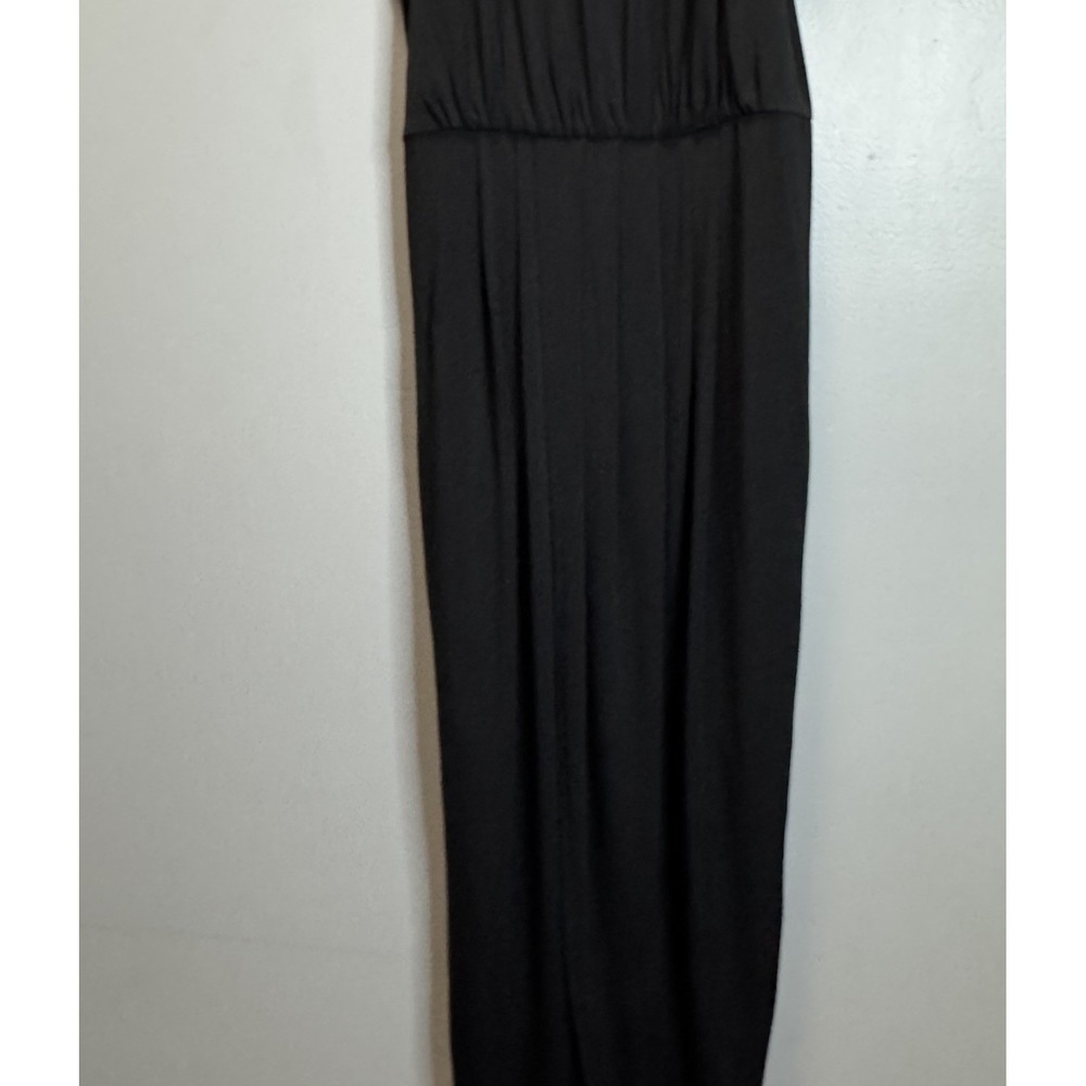 Venus Dress Maxi Woman's Large Black Halter Sleeveless Wrap Open Front Lined - Picture 3 of 11
